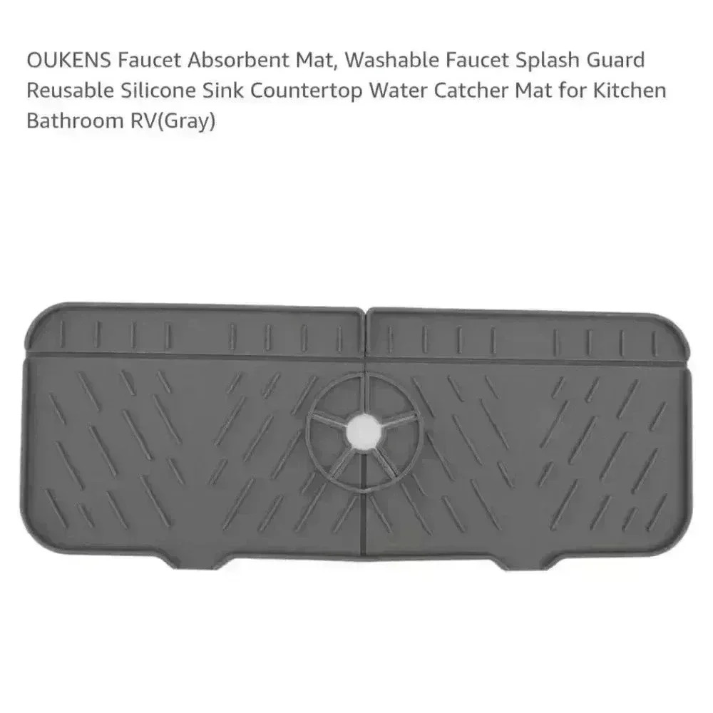 2‎ pack OUKENS Kitchen Sink Mat, Gray, Silicone, 14.7in